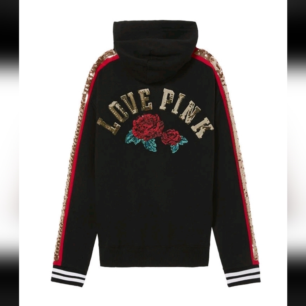 Victoria's Secret VS PINK Special Edition Bling Rose Oversized Hoodie Size M